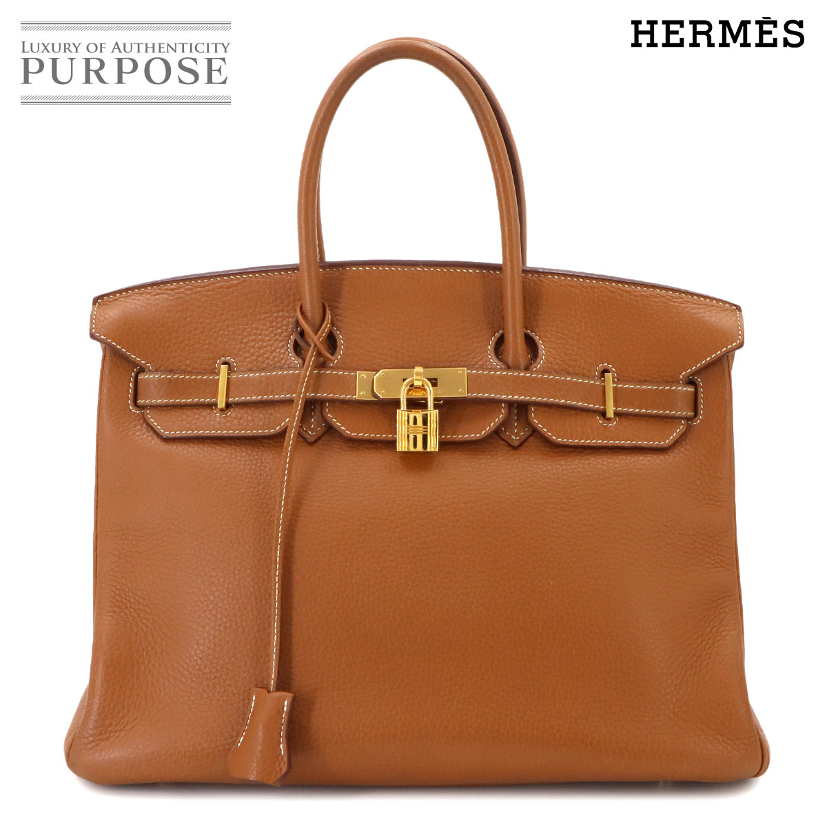 HERMES バーキン35 トゴ ゴールド ハンド バッグ □J刻印 ゴールド 金具 Birkin 35 エルメス 90343910