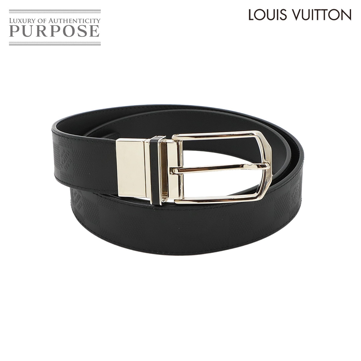 LOUIS VUITTON ダミエ アンフィニ サンチュール スレンダー 35MM 105/42 ベルト レザー ブラック M9906 Slender 35mm Belt ルイ ヴィトン 90344148
