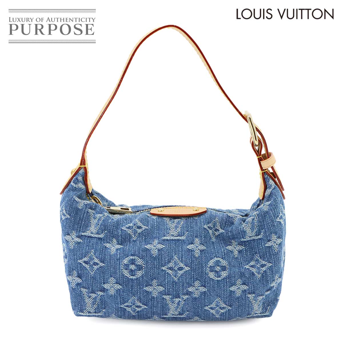 LOUIS VUITTON モノグラム デニム ポシェット ヒルズ ハンド バッグ ブルー M82949 RFID Hills Pochette ルイ ヴィトン 90344781