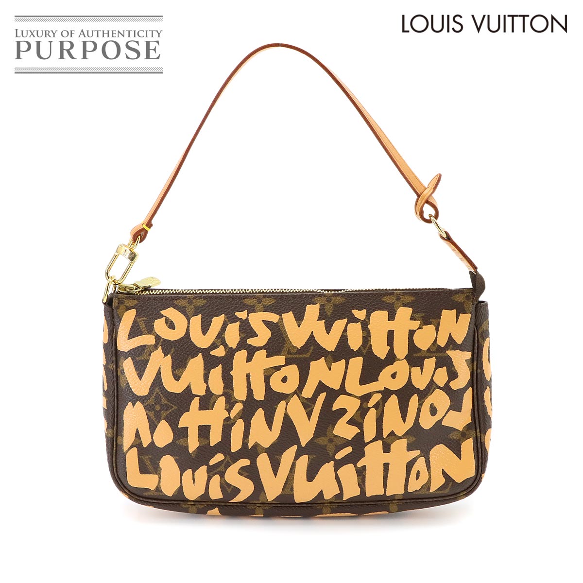 LOUIS VUITTON モノグラム グラフィティ ポシェット アクセソワール ハンド バッグ ピーチ M92193 Pochette Accessoires ルイ ヴィトン 90345171