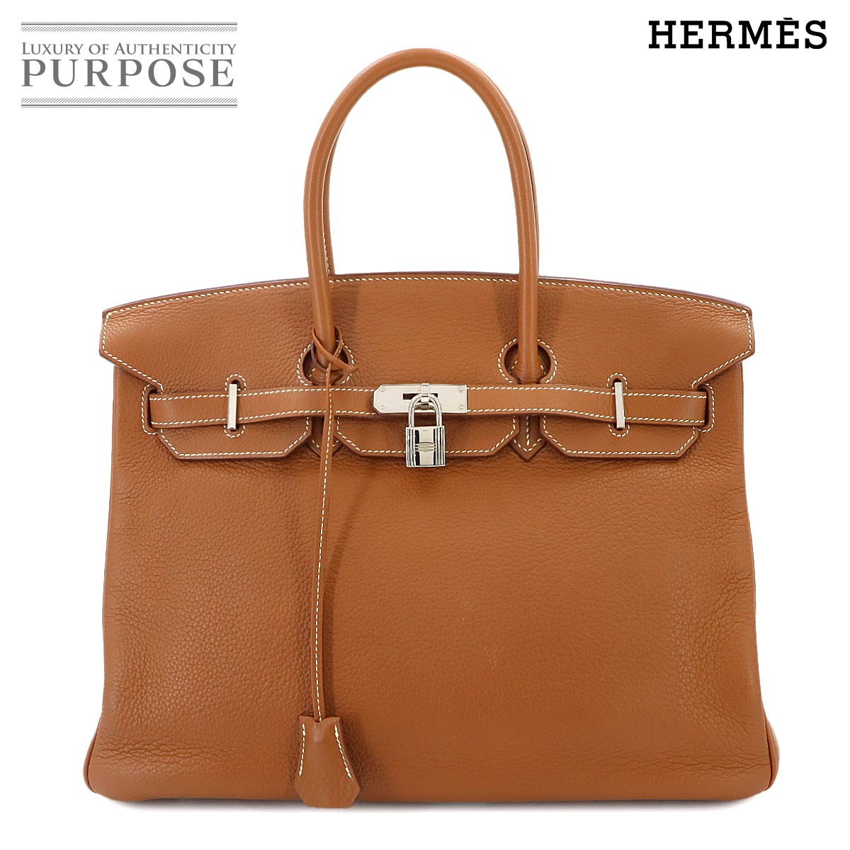 HERMES バーキン35 トゴ ゴールド ハンド バッグ □K刻印 シルバー 金具 Birkin 35 エルメス 90345206