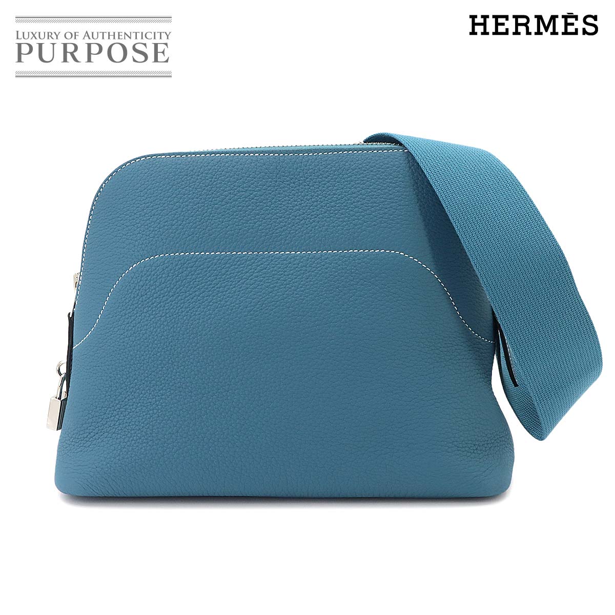 HERMES ボリード メッセンジャー ショルダー バッグ トゴ ニューブルージーン K刻印 シルバー 金具 Bolide Messenger Bag エルメス 90345332