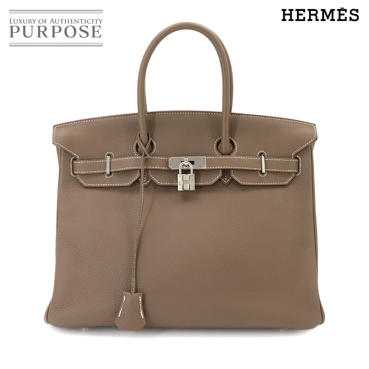 HERMES バーキン35 トゴ エトゥープ ハンド バッグ □P刻印 シルバー 金具 Birkin 35 エルメス 90345639