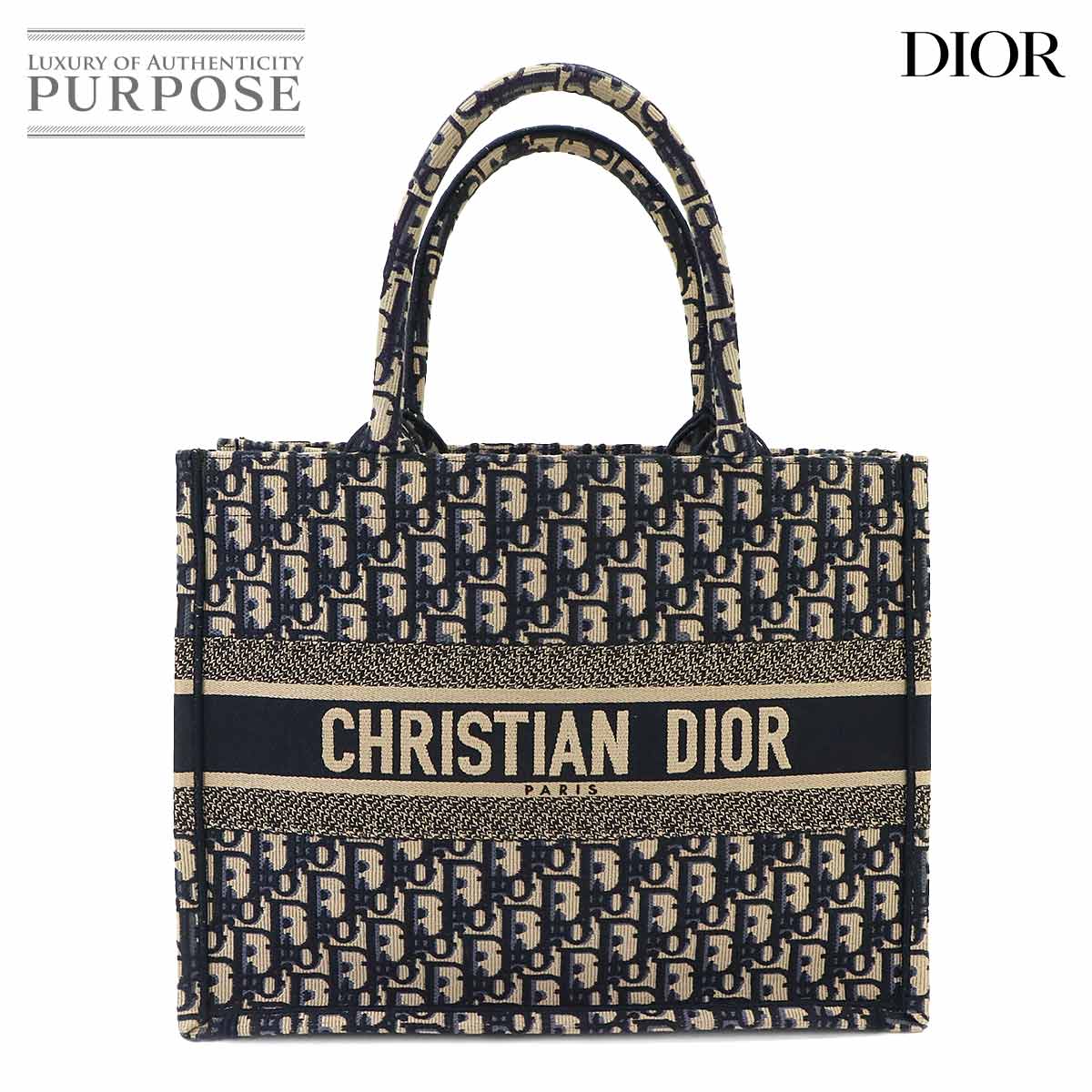 Christian Dior オブリーク ブック トート ミディアム バッグ キャンバス ネイビー M1296ZRIW Book Tote Medium クリスチャン ディオール 90347661