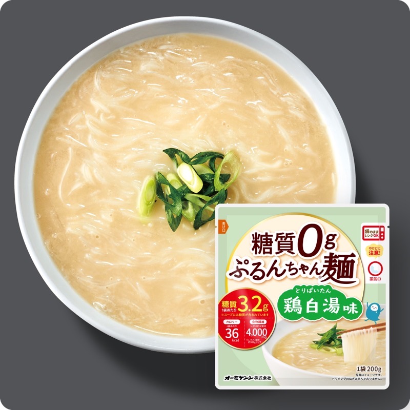 人気のアジアン風　糖質0gぷるんちゃん麺　鶏白湯味6食＋海鮮チゲ味6食 計12食  賞味期限2026.7.21