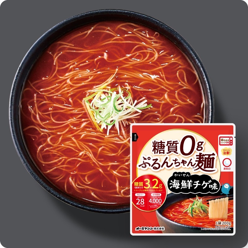 人気のアジアン風　糖質0gぷるんちゃん麺　鶏白湯味6食＋海鮮チゲ味6食 計12食  賞味期限2026.7.21