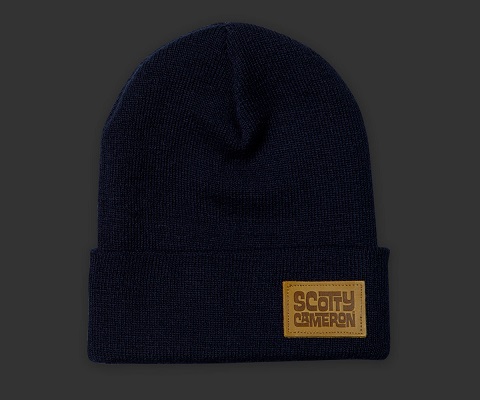 スコッティキャメロン ピンフラッグ ニットキャップ　ネービー/レザー SCOTTY CAMERON 2019 BEANIE SURFS LEATHER PATCH NAVY 102169