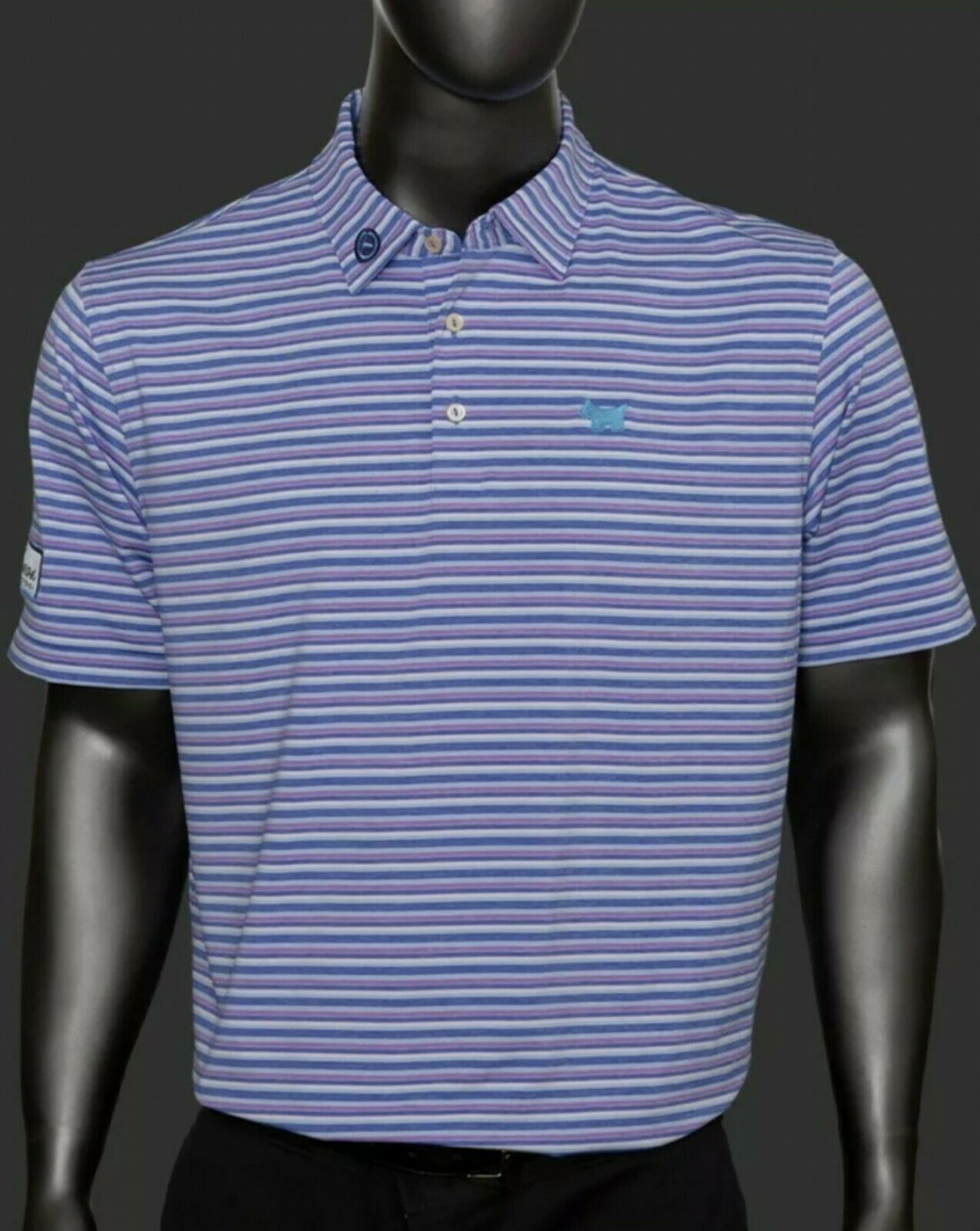 スコッティキャメロン ポロシャツ モントレー パフォーマンスジャージ トゥルーブルーストライプ L SCOTTY CAMERON 2021 POLO SHIRT SCOTTY DOG MONTEREY PERFORMANCE JERSEY TRUE BLUE STRIPE L 103003