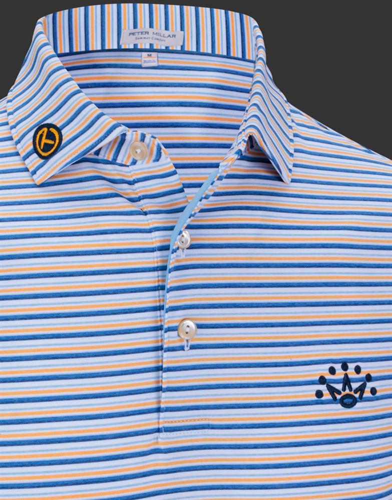 スコッティキャメロン ツアーポロ ７ポイントクラウン フェアモント パフォーマンス ジャージ ホワイト/マコ ブルー M　SCOTTY CAMERON 2024 POLO SHIRT FIARMONT PERFORMANCE JERSEY WHITE/MAKO BLUE MEDIUM 070017