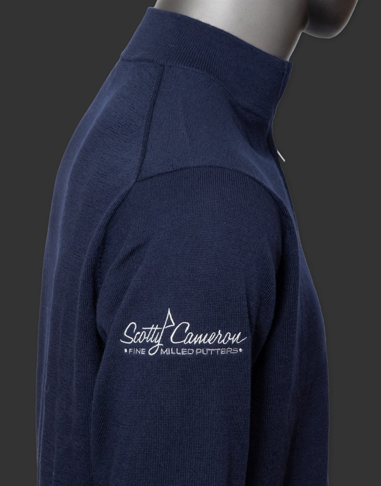 スコッティキャメロン スコッティブルドッグ 1/4ジップ メリノセーター ネービー Ｍ CAMERON SCOTTY BULLDOG AUTUMN CREST QTR ZIP MERINO SWEATER NAVY MEDIUM 104727