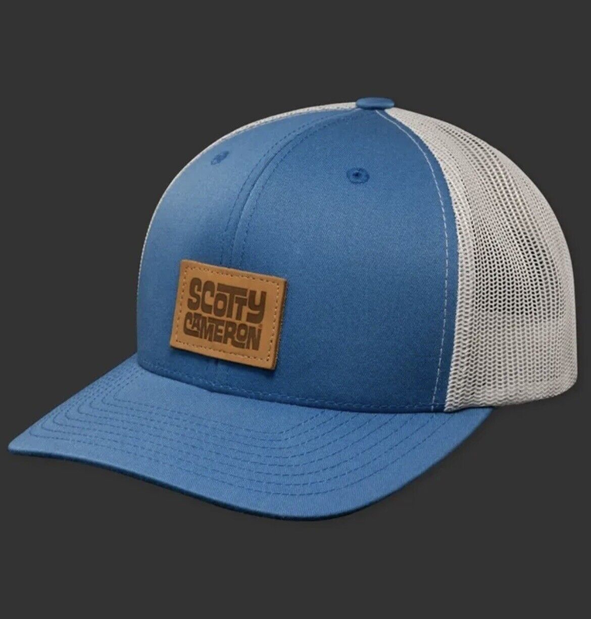 スコッティキャメロン レザーサーフパッチ スナップバック ツートーン トラッカーキャップ ブルー/シルバー SCOTTY CAMERON 2023 LEATHER SURF PATCH SNAPBACK MESH TWO TONE TRUCKER CAP BLUE/SILVER 104936