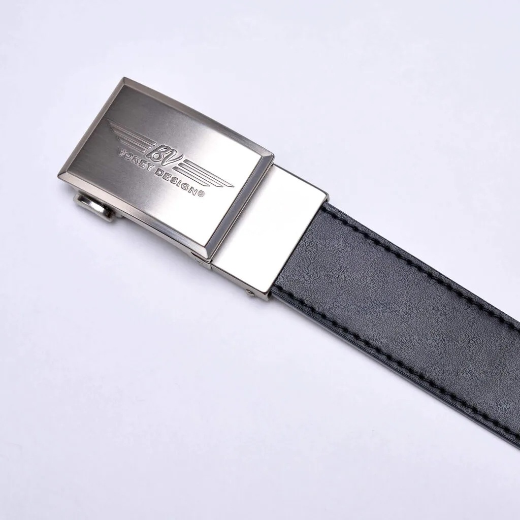 ボーケイ レザー ストラップベルト ブラック  VOKEY BV WINGS BEVELED MATTE NICKEL BELT WITH BLACK LEATHER STRAP 40315