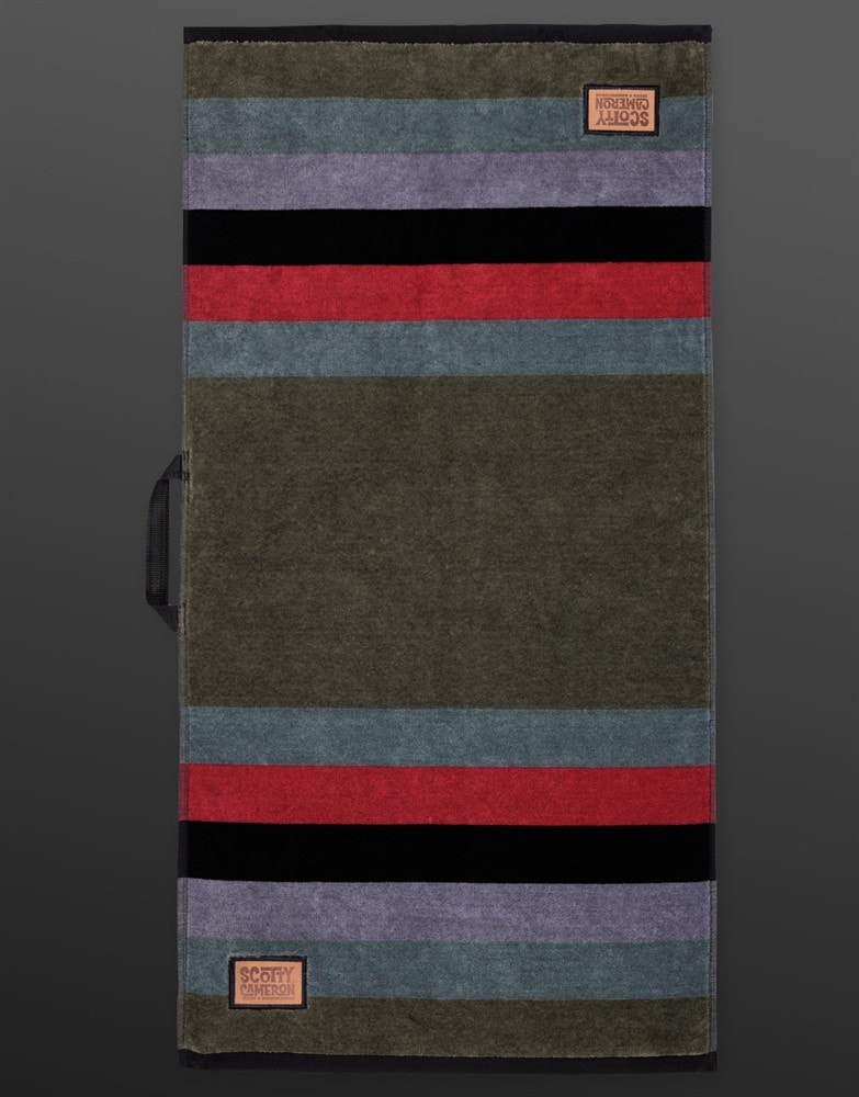 スコッティキャメロン テントンストライプ ビーチ ゴルフタオル オリーブ/グレー  SCOTTY CAMERON 2024 TEMTON STRIPE BEACH GOLF TOWEL OLIVE/GRAY SC100004