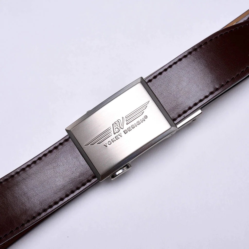 ボーケイ レザー ストラップベルト エスプレッソ VOKEY BV WINGS BEVELED MATTE NICKEL BELT WITH ESPRESSO LEATHER STRAP 40316