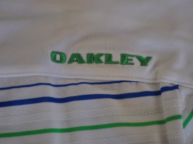 オークリーポロシャツ ポリズストライプ ブルーオーラ L OAKLEY POLYS STRIPE POLO BLUE AURA L 432236