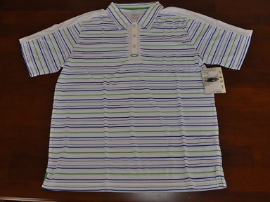 オークリーポロシャツ ポリズストライプ ブルーオーラ L OAKLEY POLYS STRIPE POLO BLUE AURA L 432236