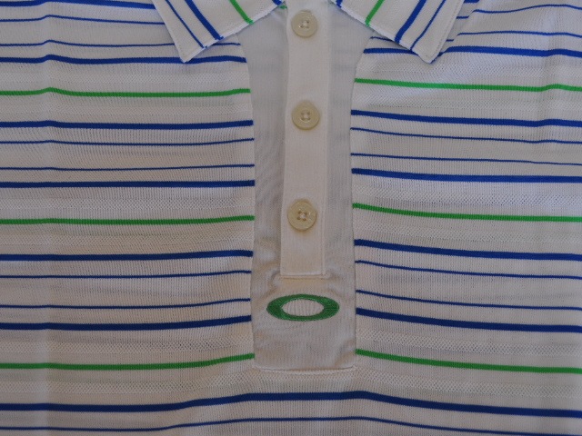 オークリーポロシャツ ポリズストライプ ブルーオーラ L OAKLEY POLYS STRIPE POLO BLUE AURA L 432236