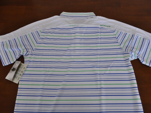 オークリーポロシャツ ポリズストライプ ブルーオーラ L OAKLEY POLYS STRIPE POLO BLUE AURA L 432236