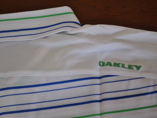 オークリーポロシャツ ポリズストライプ ブルーオーラ L OAKLEY POLYS STRIPE POLO BLUE AURA L 432236