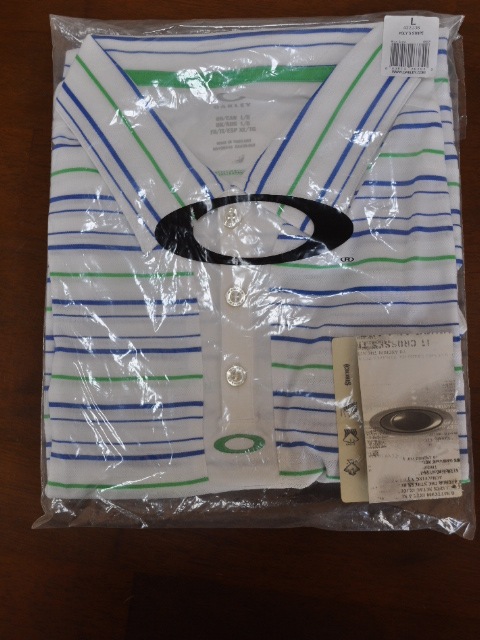 オークリーポロシャツ ポリズストライプ ブルーオーラ L OAKLEY POLYS STRIPE POLO BLUE AURA L 432236