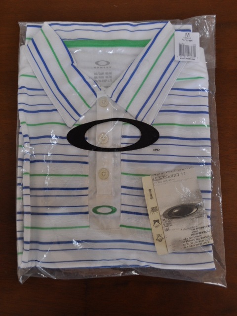 オークリーポロシャツ ポリズストライプ ブルーオーラ L OAKLEY POLYS STRIPE POLO BLUE AURA L 432236