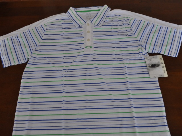 オークリーポロシャツ ポリズストライプ ブルーオーラ M OAKLEY POLYS STRIPE POLO BLUE AURA M 432236