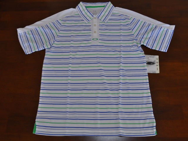 オークリーポロシャツ ポリズストライプ ブルーオーラ M OAKLEY POLYS STRIPE POLO BLUE AURA M 432236