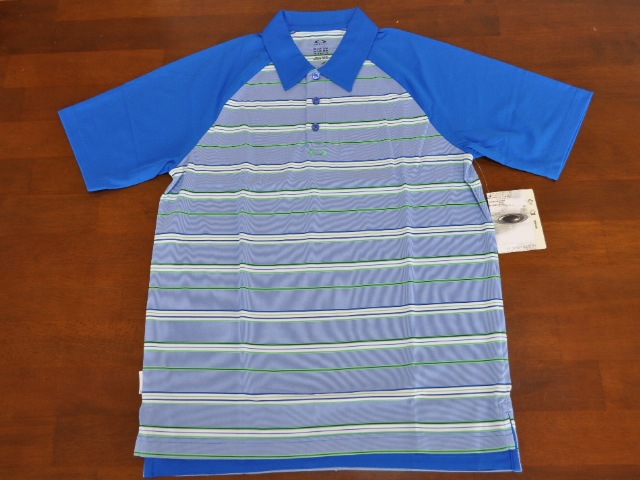 オークリー ストライプパイプポロ ブルーM OAKLEY STRIPE PIPE POLO BLUE AURA M 432245