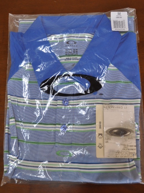 オークリー ストライプパイプポロ ブルーM OAKLEY STRIPE PIPE POLO BLUE AURA M 432245