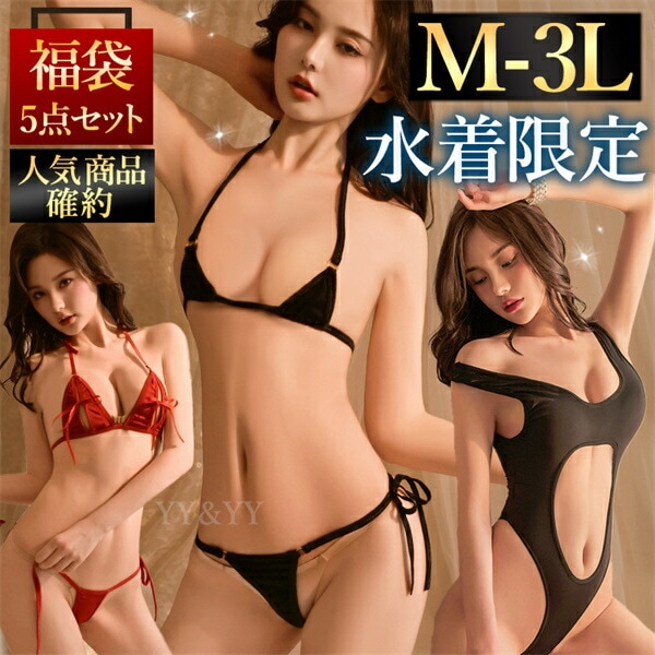 福袋 2026 セクシーランジェリー 水着 マイクロビキニ ビキニ スク水 スクール水着 テディ 大きいサイズ XL 3L 透け 穴あき 透け 5点セット セクシー ランジェリー レディース ルームウェア 部屋着 ネグリジェ インナー スケスケ