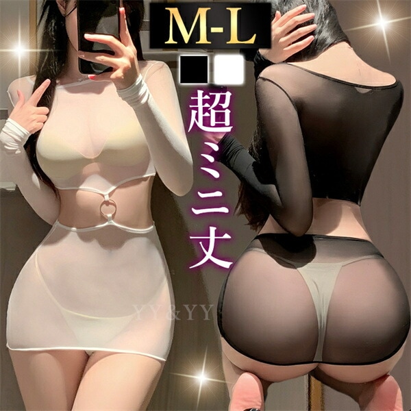 ボディストッキング ボディコン セクシーランジェリー 超過激 透け スケスケ ブラック ボディタイツ シアー  リング ブラック 長袖 ワンピース ワンピ ミニ丈 超ミニ セクシー ストッキング 全身タイツ エロ下着 谷間 ランジェリー ホワイト