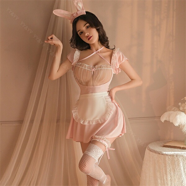 コスプレ メイド服  セクシーランジェリー バニーガール 超過激 オフショル Tバック  レディース セクシー  メイド服 パッド  部屋着 オフショル 下着 可愛い ベビードール キャバドレス セクシー コスチューム 衣装 スケスケ 裸エプロン[w1274]
