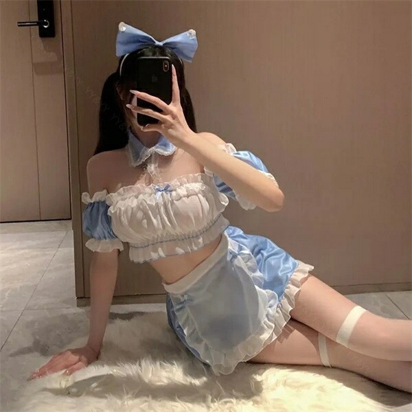 コスプレ メイド アリス セクシーランジェリー 大きいサイズ ワンピース エプロン キャミソール オフショル  透け スケスケ コスチューム リボン フリル カチューシャ 超過激 ミニ丈 ミニスカート ルームウェア ランジェリー 下着 高級感