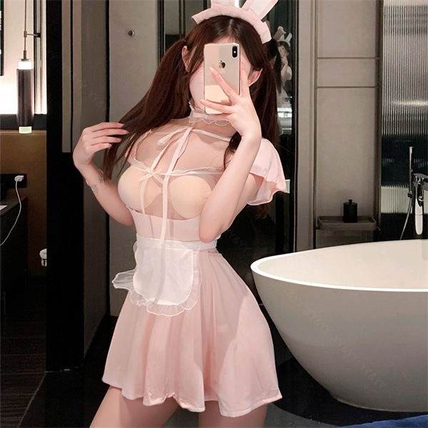 コスプレ メイド バニーガール セクシーランジェリー 超過激 メイド服 大きいサイズ XL 3L エプロン バニー フリル コスチューム リボン キュート ミニスカート ミニスカ ショーツ 下着 上下セット レディース ランジェリー カチューシャ 快適 Tバック フレア
