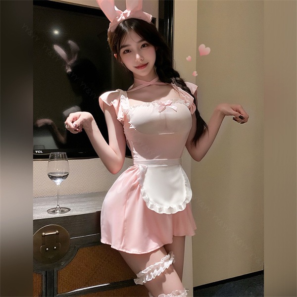 コスプレ メイド バニーガール セクシーランジェリー 超過激 メイド服 大きいサイズ XL 3L エプロン バニー フリル コスチューム リボン キュート ミニスカート ミニスカ ショーツ 下着 上下セット レディース ランジェリー カチューシャ 快適 Tバック フレア
