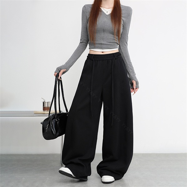 レディース ワイドパンツ 裏起毛 防寒 暖かい ゆったり ロング丈 スウェット ウエストゴム 大きいサイズ XL ポケット付き パンツ ズボン ボトムス  ボトム カジュアル シンプル デイリー 秋 冬 大人 こなれ感 ハイウエスト 体型カバー ゴム紐[fz28]