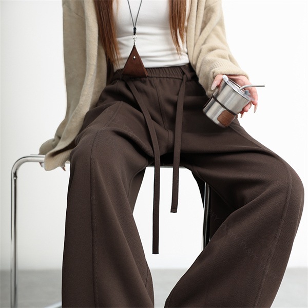 レディース ワイドパンツ 裏起毛 防寒 暖かい ゆったり ロング丈 スウェット ウエストゴム 大きいサイズ XL ポケット付き パンツ ズボン ボトムス  ボトム カジュアル シンプル デイリー 秋 冬 大人 こなれ感 ハイウエスト 体型カバー ゴム紐[fz28]