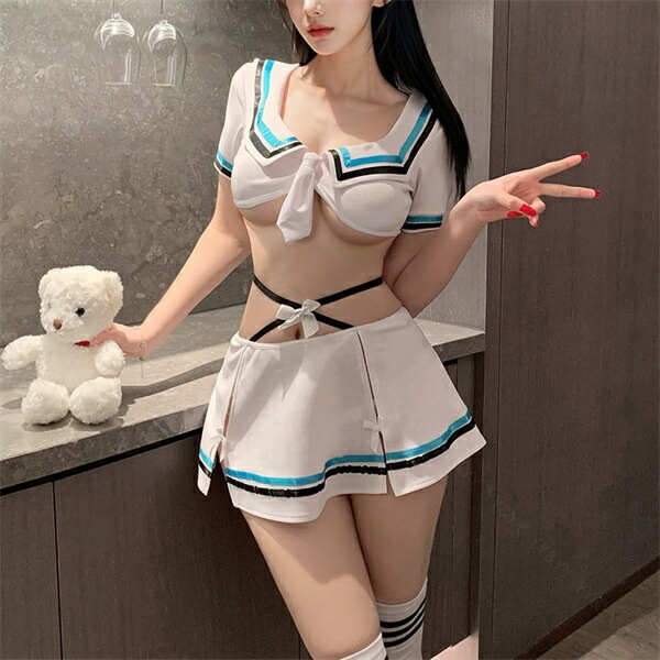 セクシーランジェリー 上下セット 超過激 コスプレ セット オープン 白 フリーサイズ 過激 下着 セクシー ルームウェア タイト ミニ丈 エロ レース 黒 チアガール フリンジ 装飾 ミニ ボディコン風 タイト ホワイト スリット リボン[w1408]