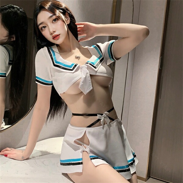 セクシーランジェリー 上下セット 超過激 コスプレ セット オープン 白 フリーサイズ 過激 下着 セクシー ルームウェア タイト ミニ丈 エロ レース 黒 チアガール フリンジ 装飾 ミニ ボディコン風 タイト ホワイト スリット リボン[w1408]