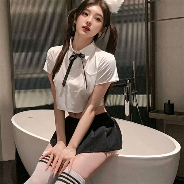 セクシーランジェリー過激 コスプレ  セクシーランジェリー セクシー下着 エロ下着 ランジェリー セーラー服 学生服 超過激 コスチューム 上下 セット セクシー 黒 大人 ミニスカート ミニ丈 紐 リボン エロい下着  ひだ シャツ ミニ丈[w1389]