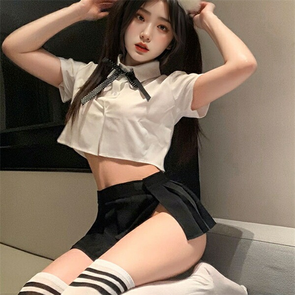 セクシーランジェリー過激 コスプレ  セクシーランジェリー セクシー下着 エロ下着 ランジェリー セーラー服 学生服 超過激 コスチューム 上下 セット セクシー 黒 大人 ミニスカート ミニ丈 紐 リボン エロい下着  ひだ シャツ ミニ丈[w1389]