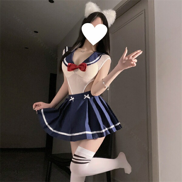 コスプレ セーラー服 制服 学生服 セクシー コスチューム テディ 上下一体型 穴あき オープン セクシーランジェリー ノースリーブ 透け スケスケ スカート ミニスカ メッシュ 網 スリット 過激 ランジェリー 下着 可愛い 上品 エロ エロ下着 ハイレグ