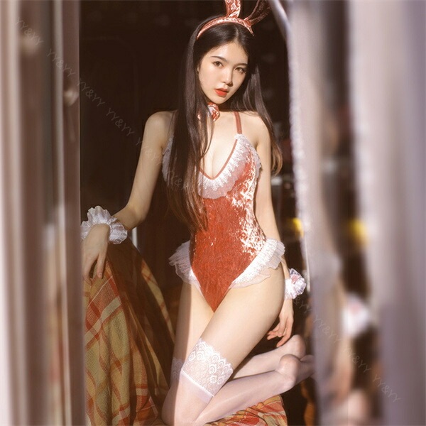 セクシーランジェリー 過激 大きいサイズ セクシー下着 エロ下着 ランジェリー コスプレ 下着 エロいコスプレ 兎女  可愛い  えろい 下着  エロ 下着  テディ オープンクロッチ  勝負下着 バニー ベロア バニーコスチューム うさぎ うさ耳[w1222]
