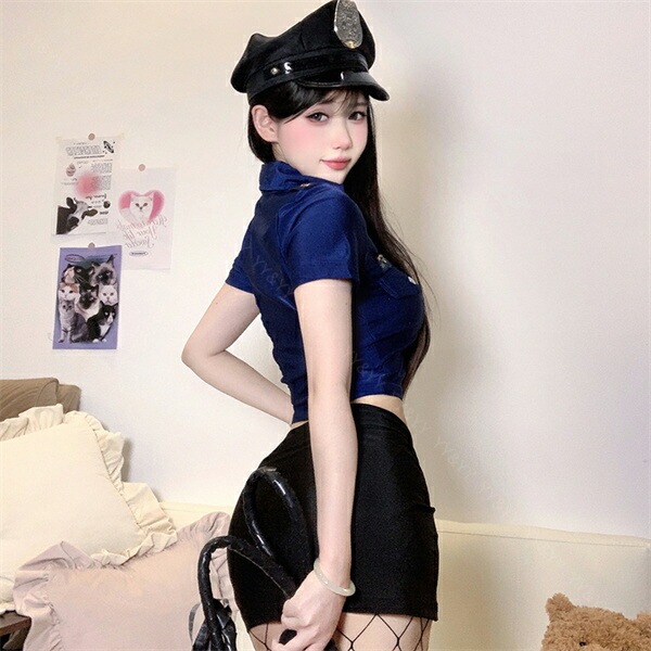 コスプレ  ポリス ベビードール コスチューム 帯 透け透け セクシーランジェリー 大きいサイズ コスプレ ハロウィン 仮装 エロ下着 セクシーランジェリー 可愛い コスチューム  セクシー コスプレ エロい下着 フリル ミニスカ[w1258]