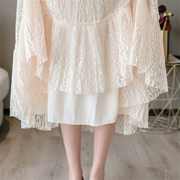 フレアスカート ミモレ丈 スカート プリーツ ワイド 韓国系 ウエストゴム ハイウエストスカート レディース デート服 大人可愛い シンプル 可愛いデイリー 春 夏 秋 大人 ロングスカート ゆったり M L XL 大きいサイズ アイボリー