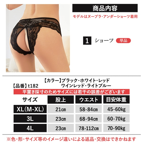 セクシーショーツ 大きいサイズ セクシー Tバック セクシーランジェリー 大きいサイズ 股割れショーツ 超過激 穴あき下着 エロい下着 エロ過激 エロ下着 穴あき エロ服 大人  大人 オープンクロッチ 総レース 大きいサイズ  XL 3L 4L 黒[t182]
