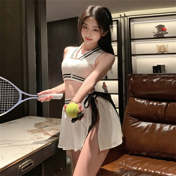 コスプレ 制服 セクシーランジェリー テニス コスチューム 超過激 テディ 上下 ミニスカ―ト ウェア シャツ ミニスカ 開襟シャツ ランジェリー 下着 セクシー 快適 部屋着 肌着 伸縮性 透け スケスケ 白 衣装 ユニフォームコスプレ