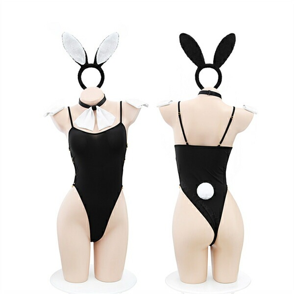 セクシー コスプレ バニーガール バニー うさぎ テディ 大きいサイズ XL 3L セクシー ハイレグ コスチューム 上下一体型 セクシーランジェリー Uネック 透け スケスケ 過激 ランジェリー 下着 可愛い 上品 エロ エロ下着 大人 黒 ウサギ 兎 しっぽ