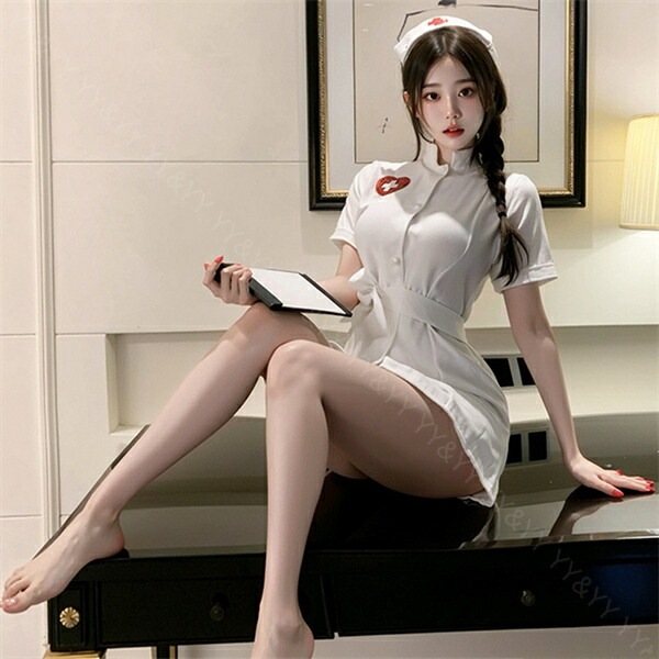 セクシーランジェリー 超過激 ナース ナースコスプレ 看護師 白 ピンク  コスチューム 清楚 コスプレ 可愛い 大人向け コスプレセット Tバック 帽子 ミニ丈  プレゼント ギフト 贈り物 イベント 撮影会