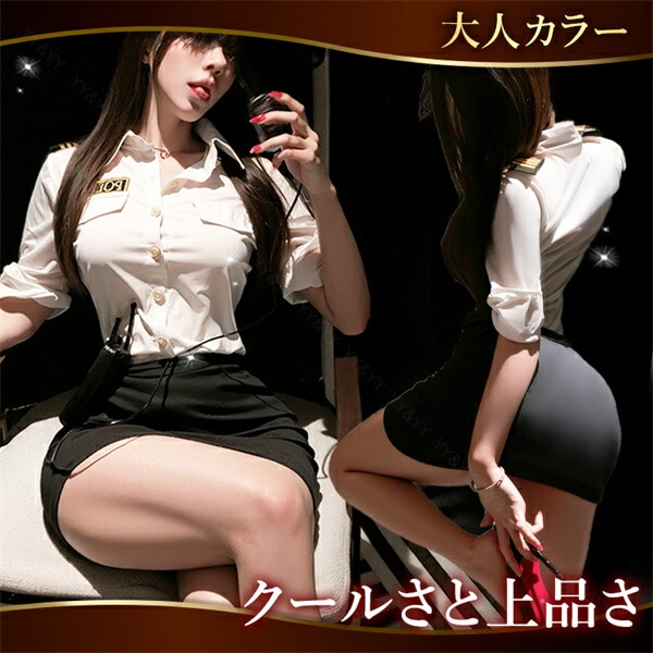 セクシーランジェリー コスプレ ポリス 超過激 警官 コスチューム セット トップス ミニ丈 スカート コスチューム ブラック 婦警 Tバック ショーツ 上下セット 下着 女性 大人コスプレ レディース ランジェリー 伸縮 タイト ボタン